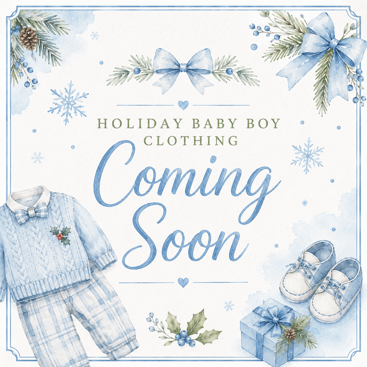 Holiday Baby Boy Clothing - White Farmhouse Flowers