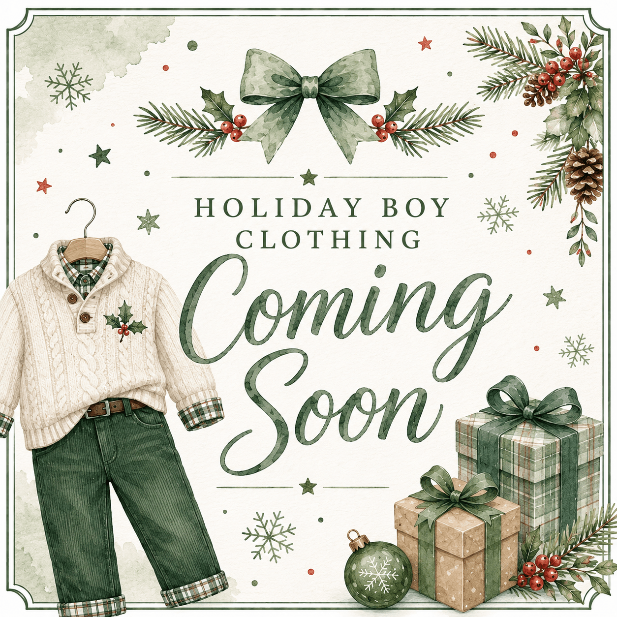 Holiday Boy Clothing - White Farmhouse Flowers