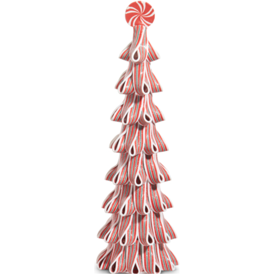 18" Red and White Ribbon Candy Tree
