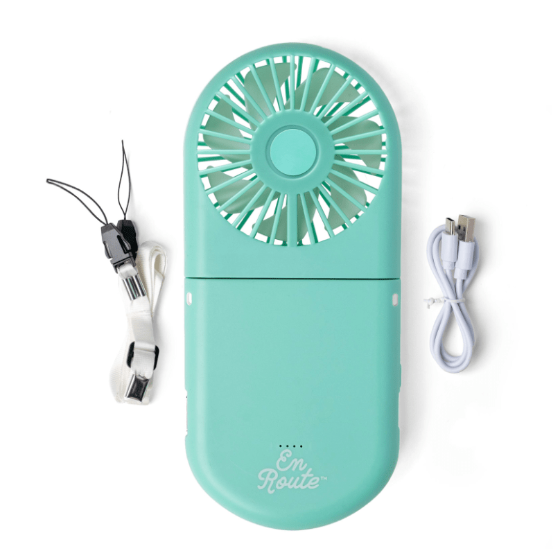 2 - in - 1 Powerbank Fan - White Farmhouse Flowers