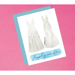 Watercolor Two Brides Happily Ever After Wedding Anniversary Card