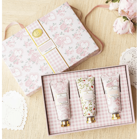 3 Piece Boxed Hand Cream Set - Vanilla Blush - White Farmhouse Flowers
