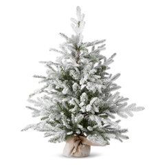 3' Flocked Tree in Burlap Bag