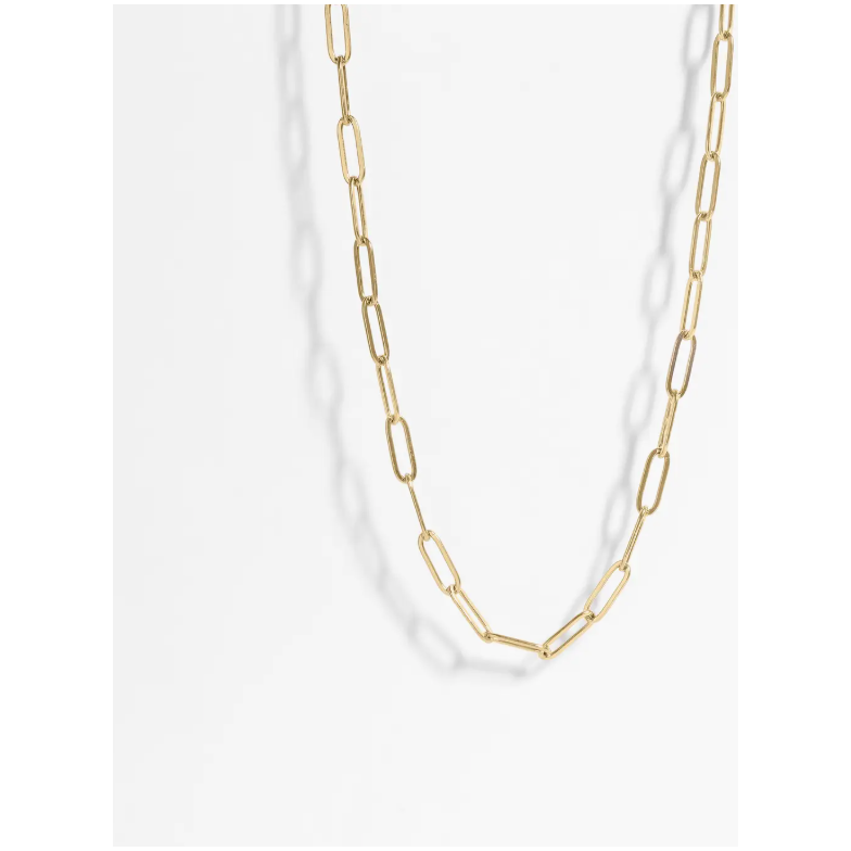 Gold chain necklace on a white background
