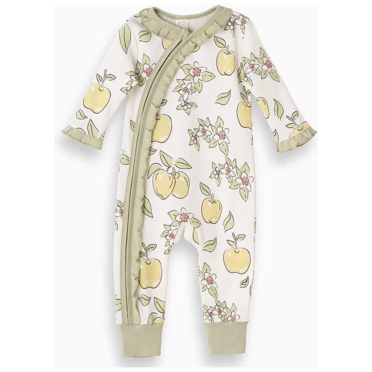 Apple Blossom Cotton Zippered Romper