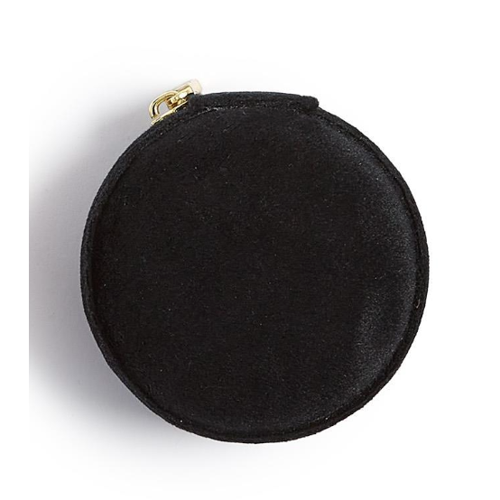 Black Round Zip Around Jewelry Holder