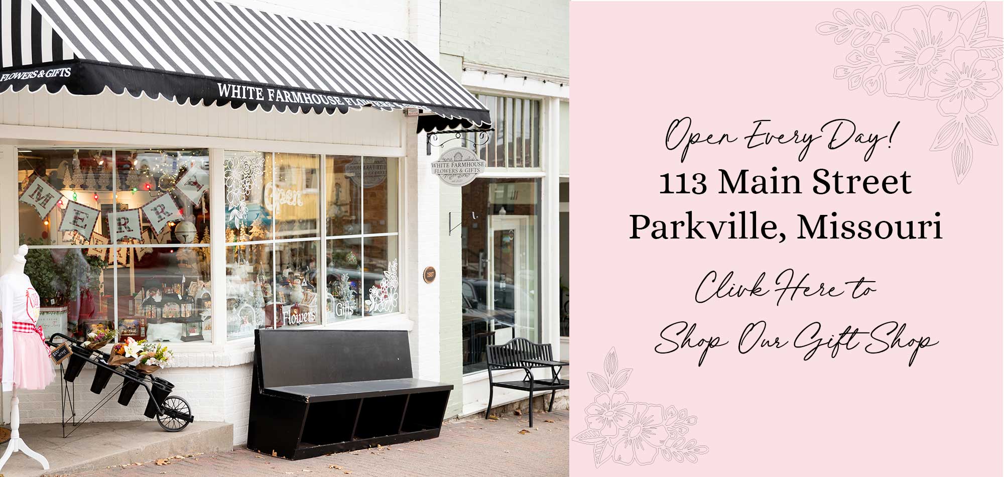 White Farmhouse Flowers Storefront