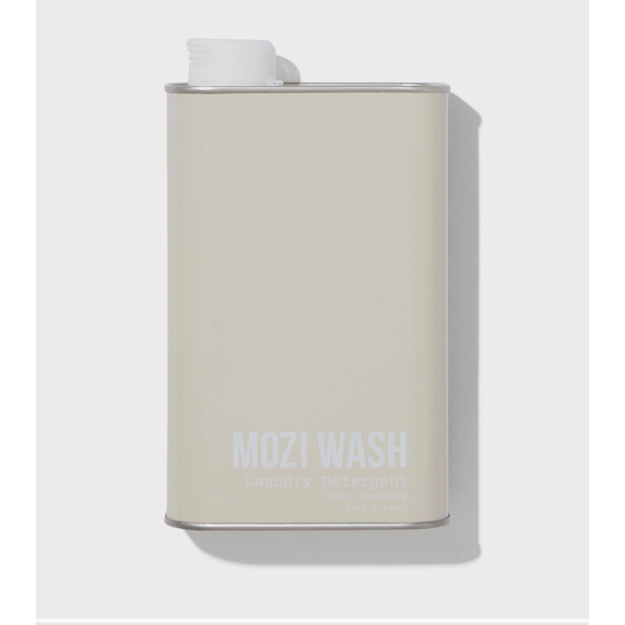 Beige container labeled 'MOZI WASH' on a white background