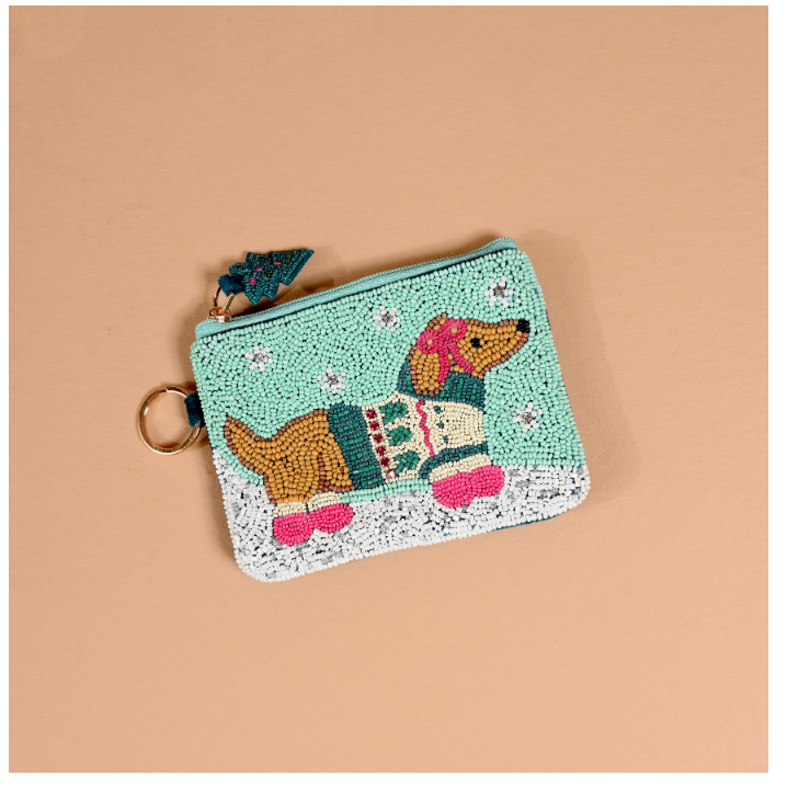 Dashing Dachshund Handcrafted Beaded Pouch