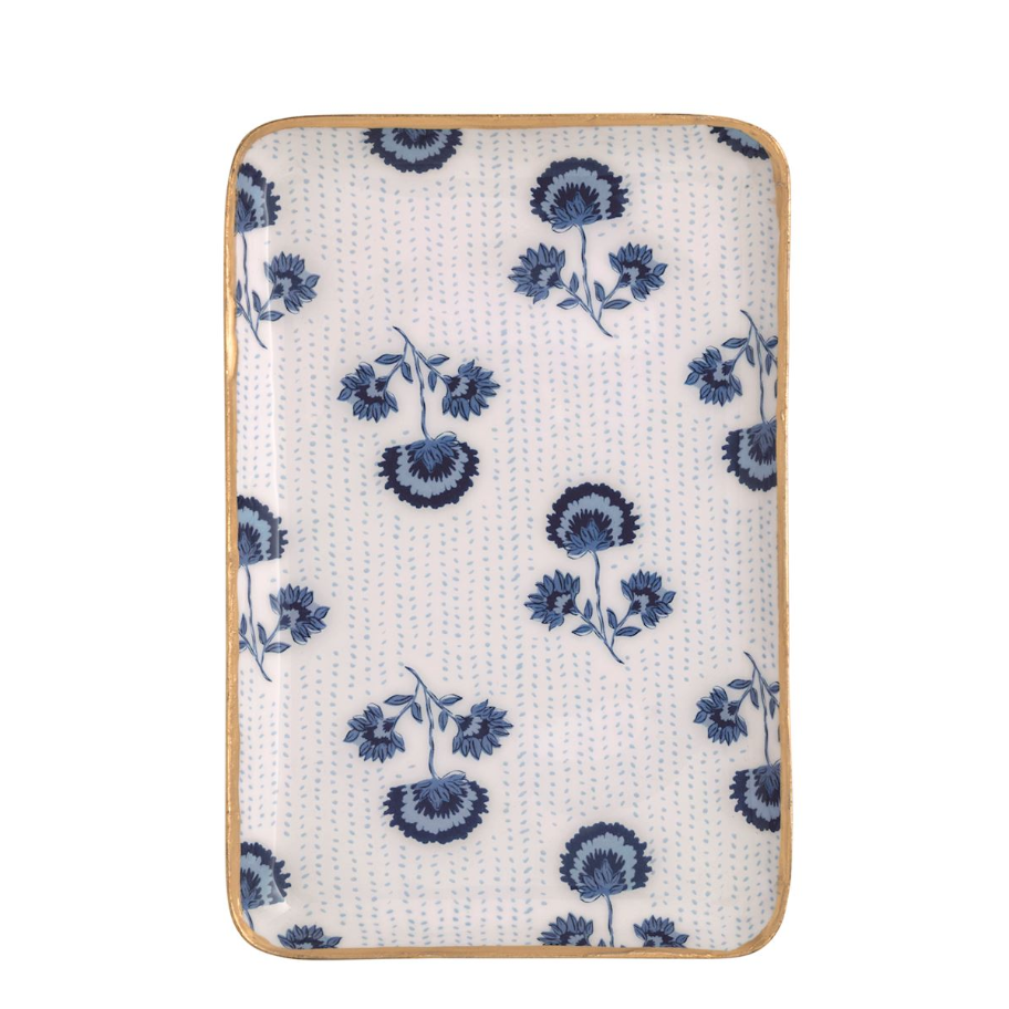 Dot Floral Blue Trinket Tray
