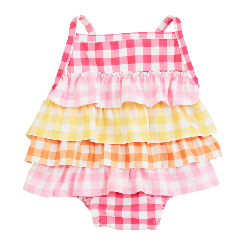 Pink Gingham Ruffle Swimsuit