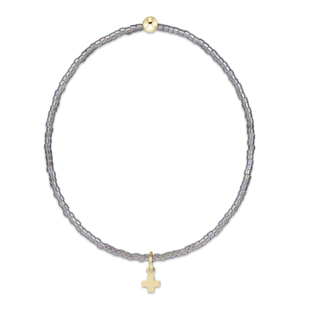 eNewton Hope Classic Morning Mist Bracelet Signature Cross Small Gold Charm