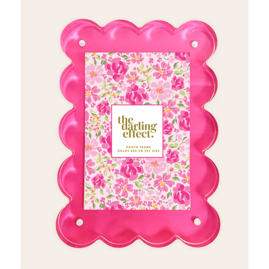 Hot Pink Rectangle Scalloped Acrylic Frame