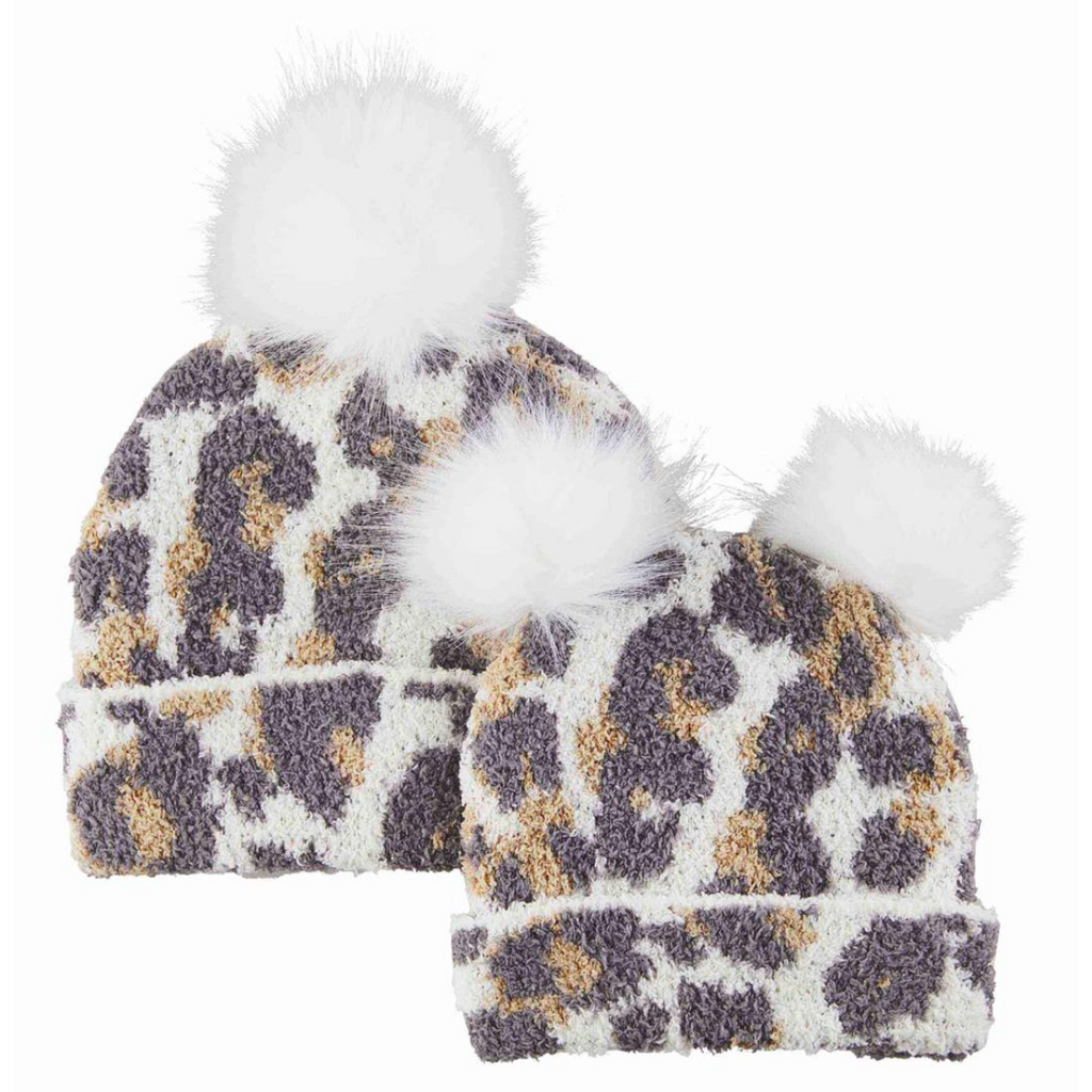Leopard Mom Mini Beanie Set