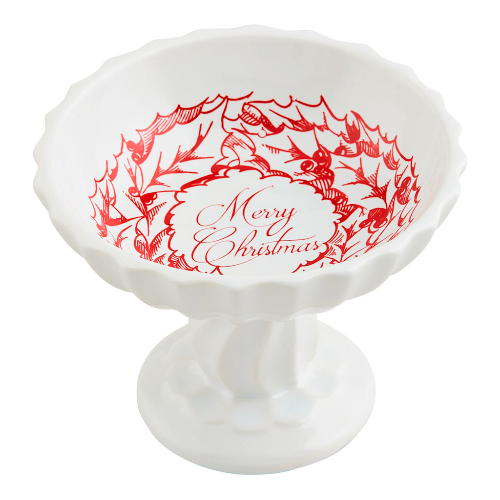 Merry Christmas Pedestal Candy Dish