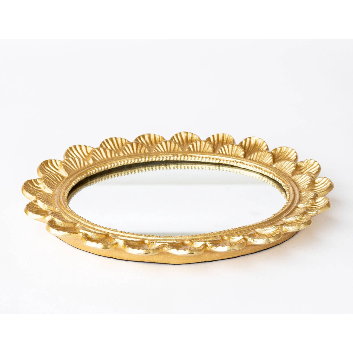 Gold Mirrored Scalloped Tray