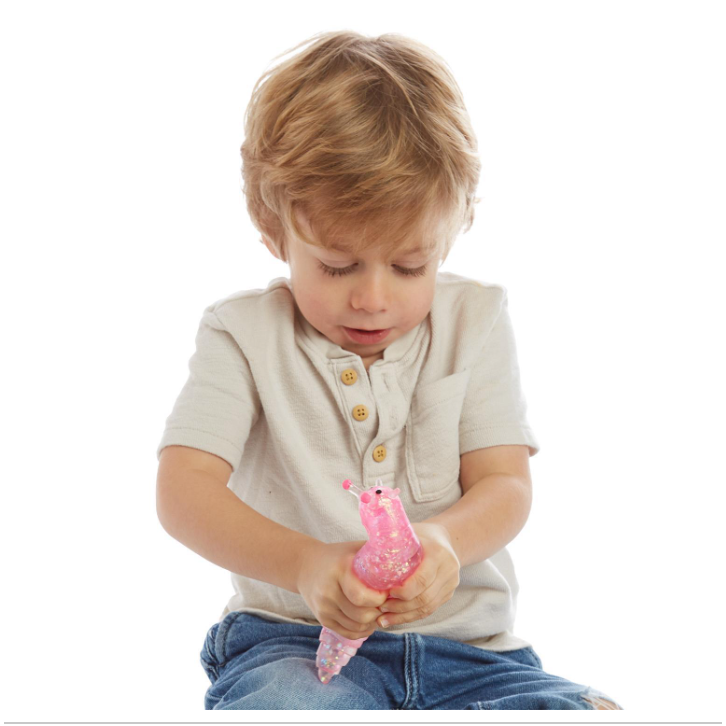 child holding pink slug