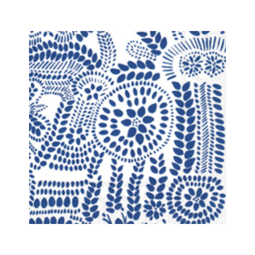 Nasia White and Blue Cocktail Napkins