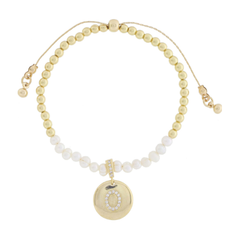 Freshwater Pearl and Crystal Loop with Pave Crystal "O" Disc Bracelet