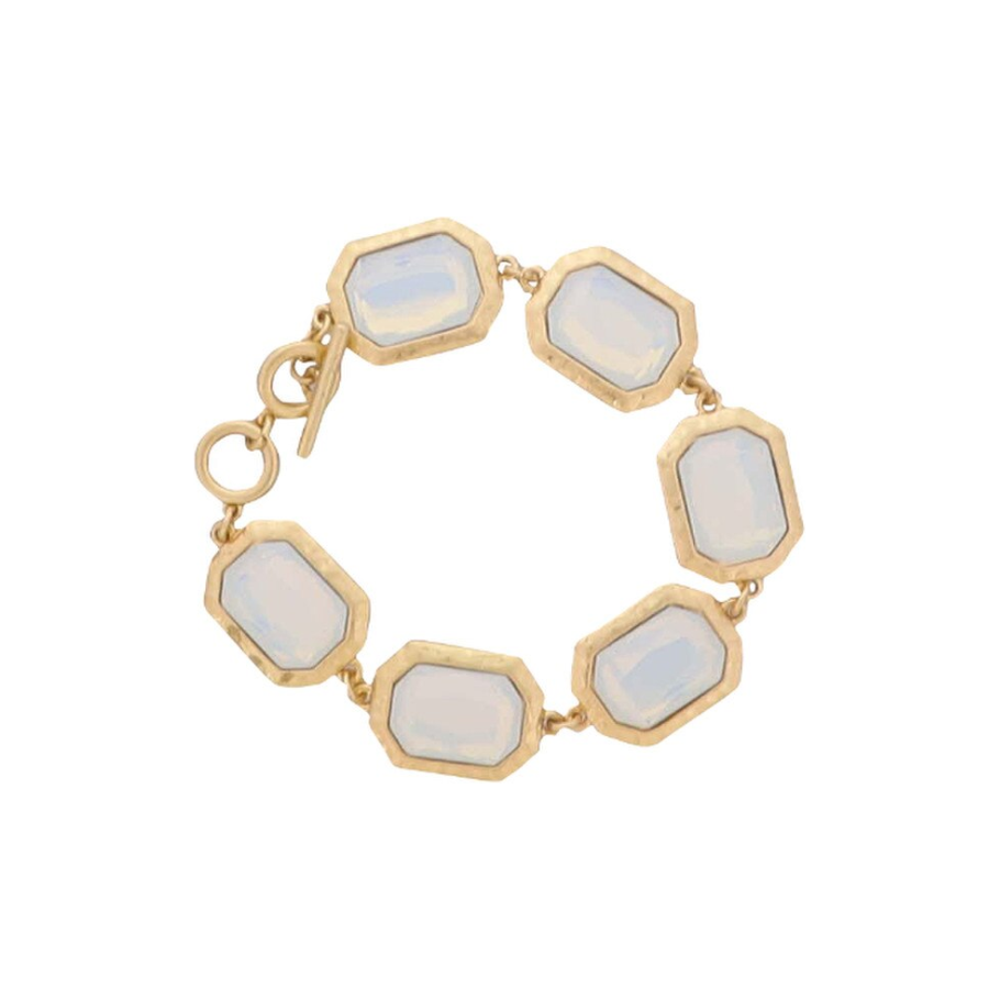 Jayne Gold Toggle Bracelet with Opal Encased Rectangles