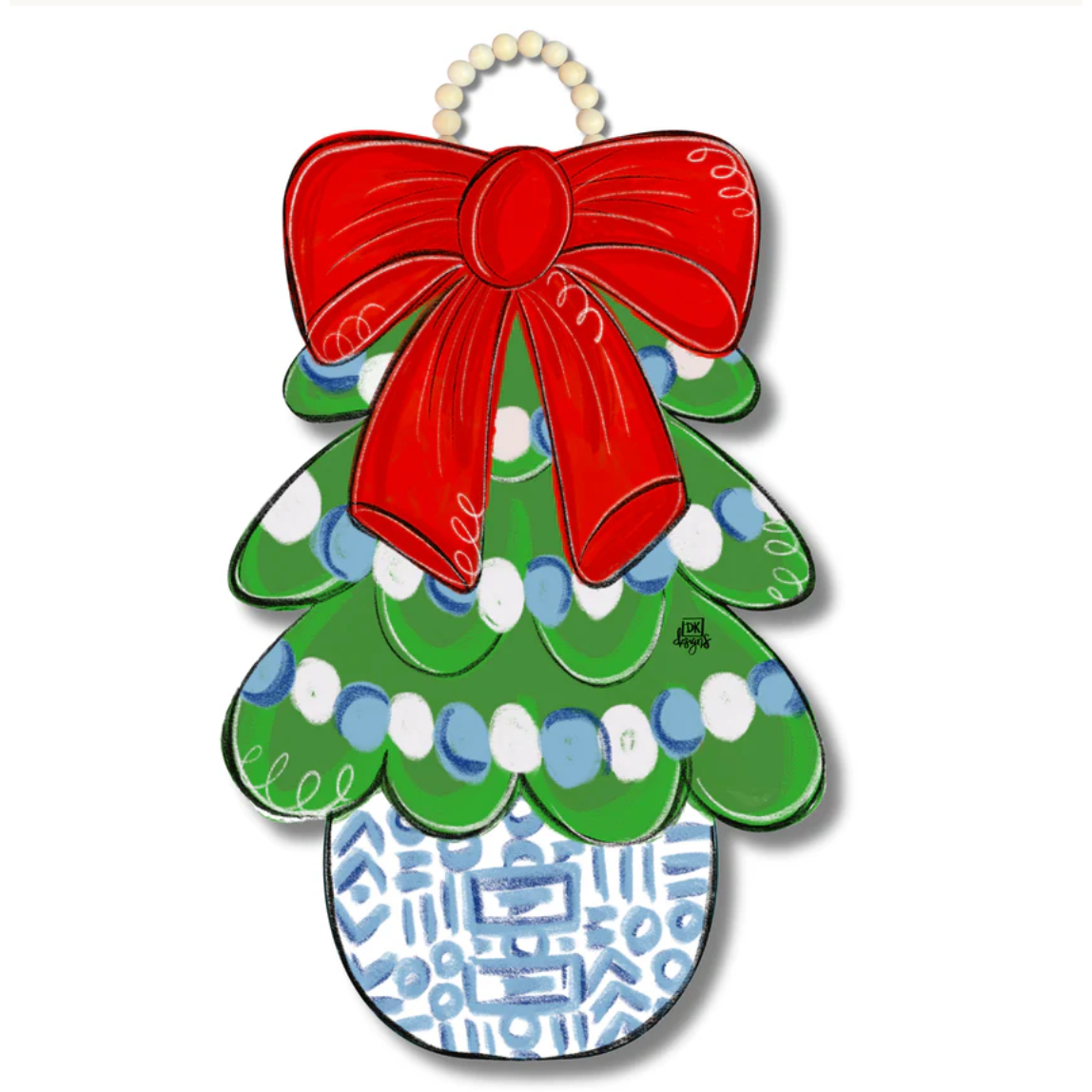 Red Chinoiserie Tree Door Hanger
