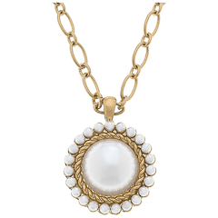 Remi Pearl Cluster Cabochon Necklace in Worn Gold