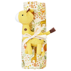 Safari Swaddle and Rattle Set