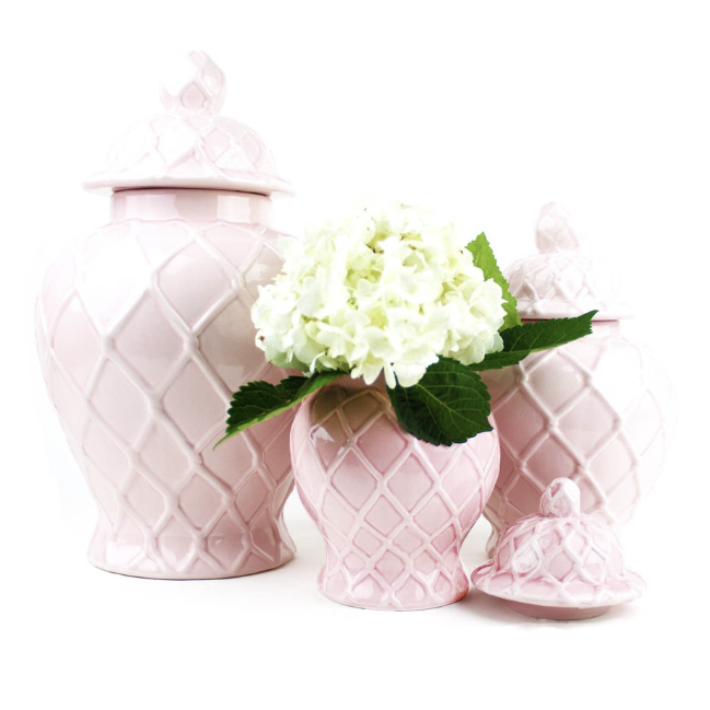 Pink Extra Large Textured Ginger Jar