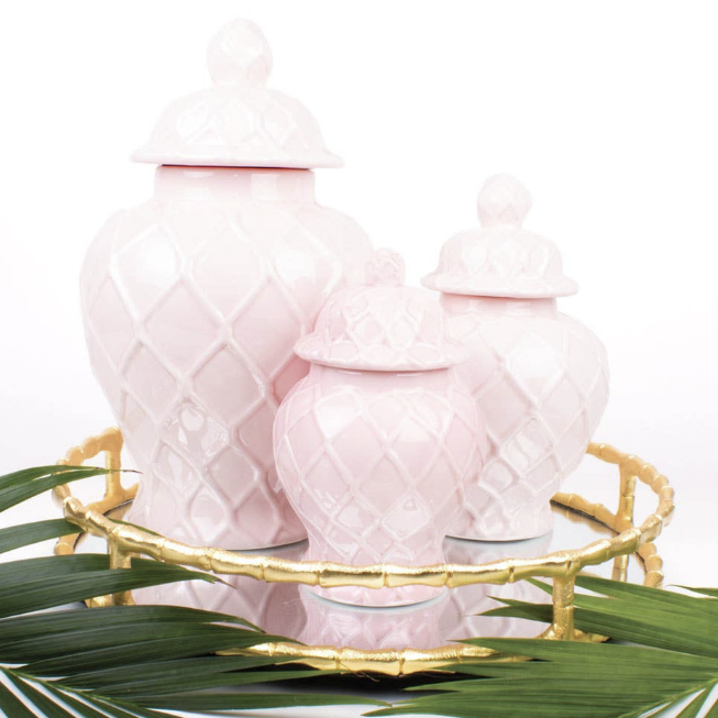 Pink Extra Large Textured Ginger Jar