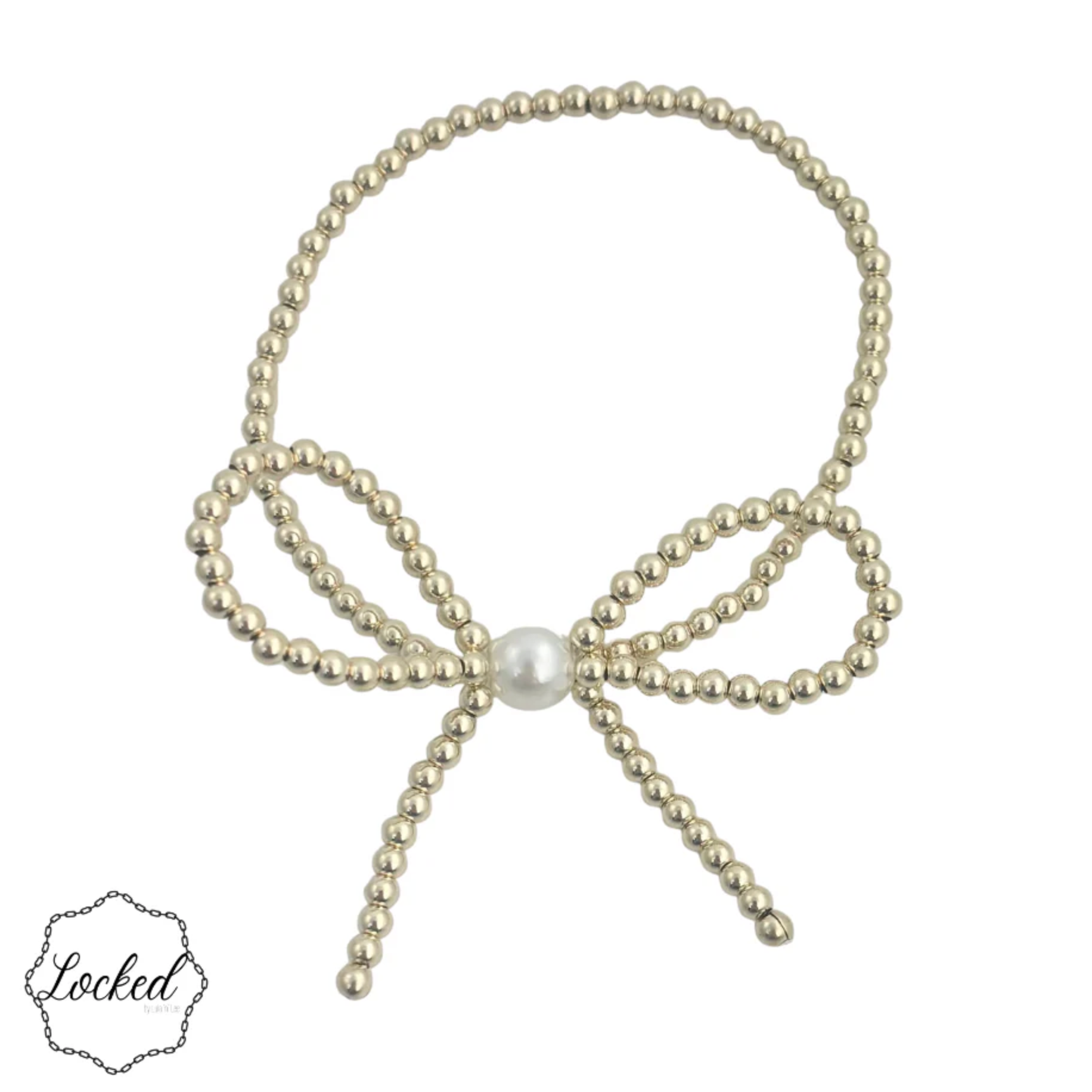 Gold Filled Bow Bracelet with Pearl Accent