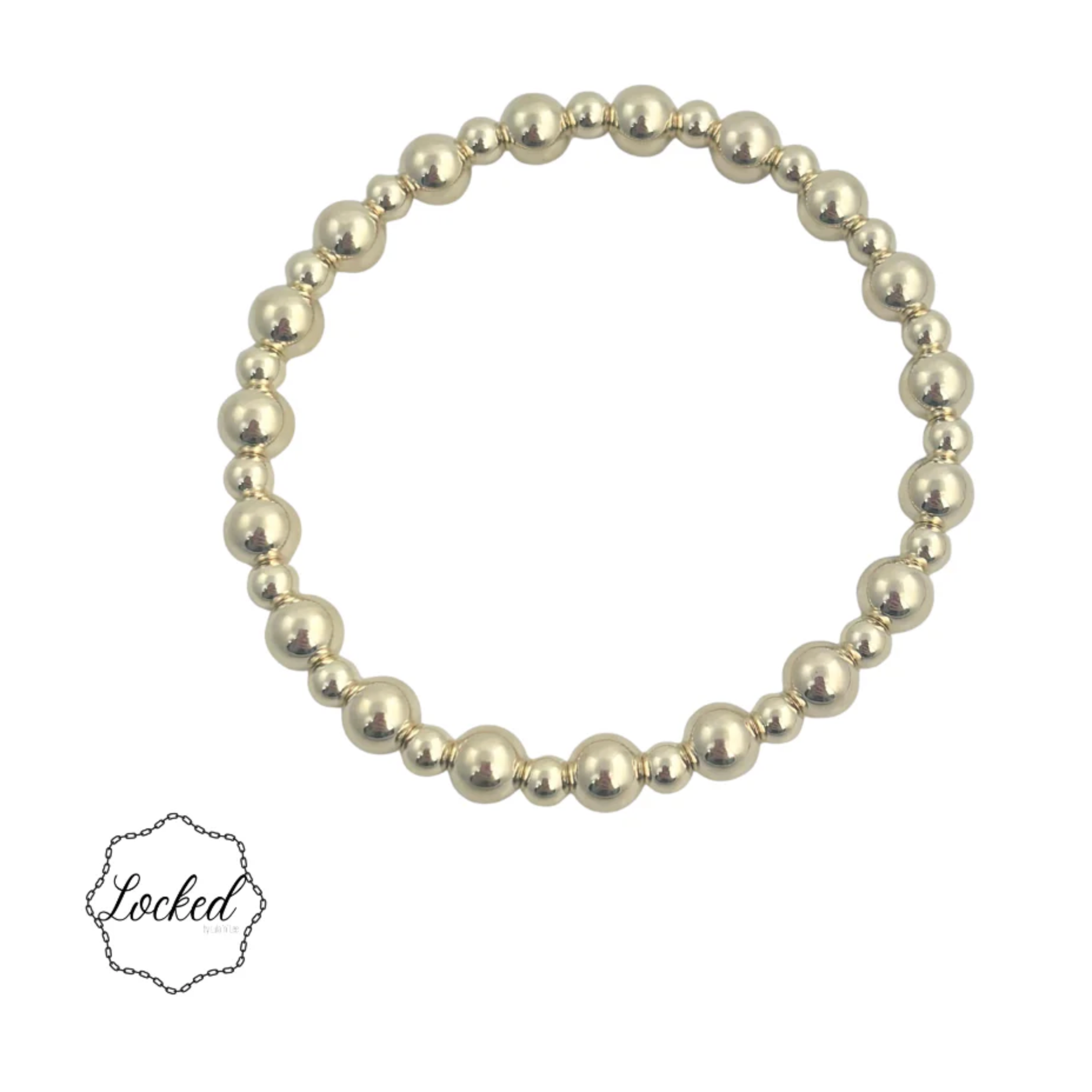 Gold Filled Beaded Patterned Bracelet-4mm and 6mm