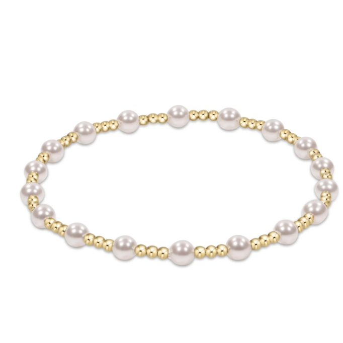 Classic Sincerity Pattern 4mm Bead Bracelet - Pearl