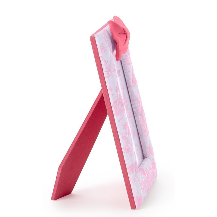 Pink jewelry box with a mirror on a white background