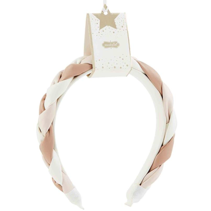 Tan and Cream Braided Leather Headband