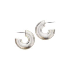 Thick Silver Tubular Hoop Earrings