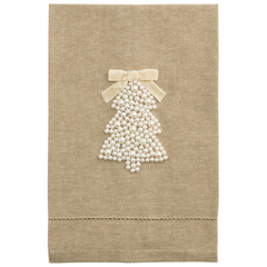 Tree White Christmas Pearl Tea Towel