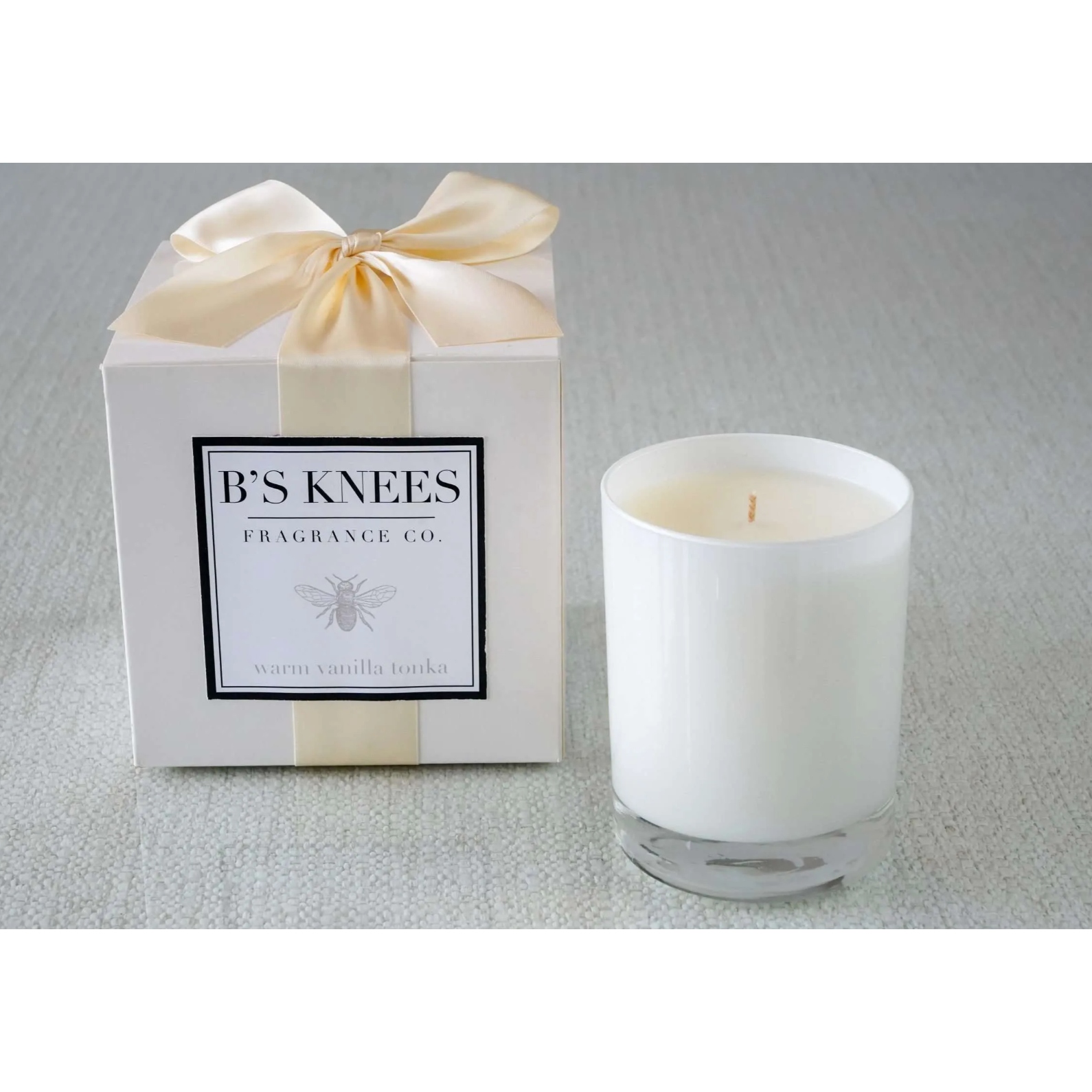 Warm Vanilla Tonka 1 Wick White Glass Candle