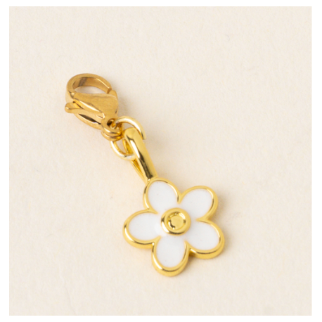 White Flower Gold Charm