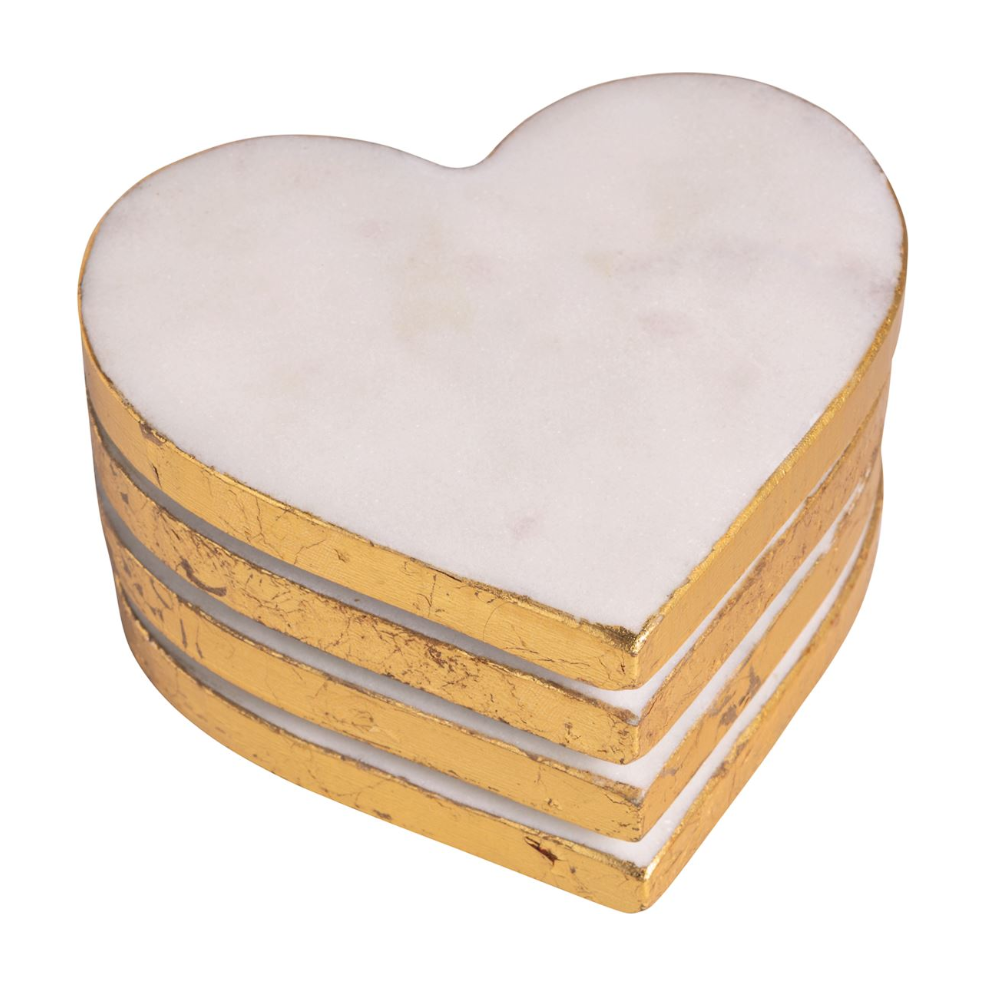 White Heart Coaster Set