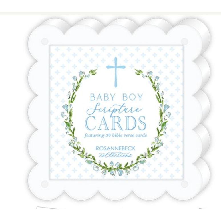 Acrylic Frame with Baby Blue Scripture Cards - White Farmhouse Flowers