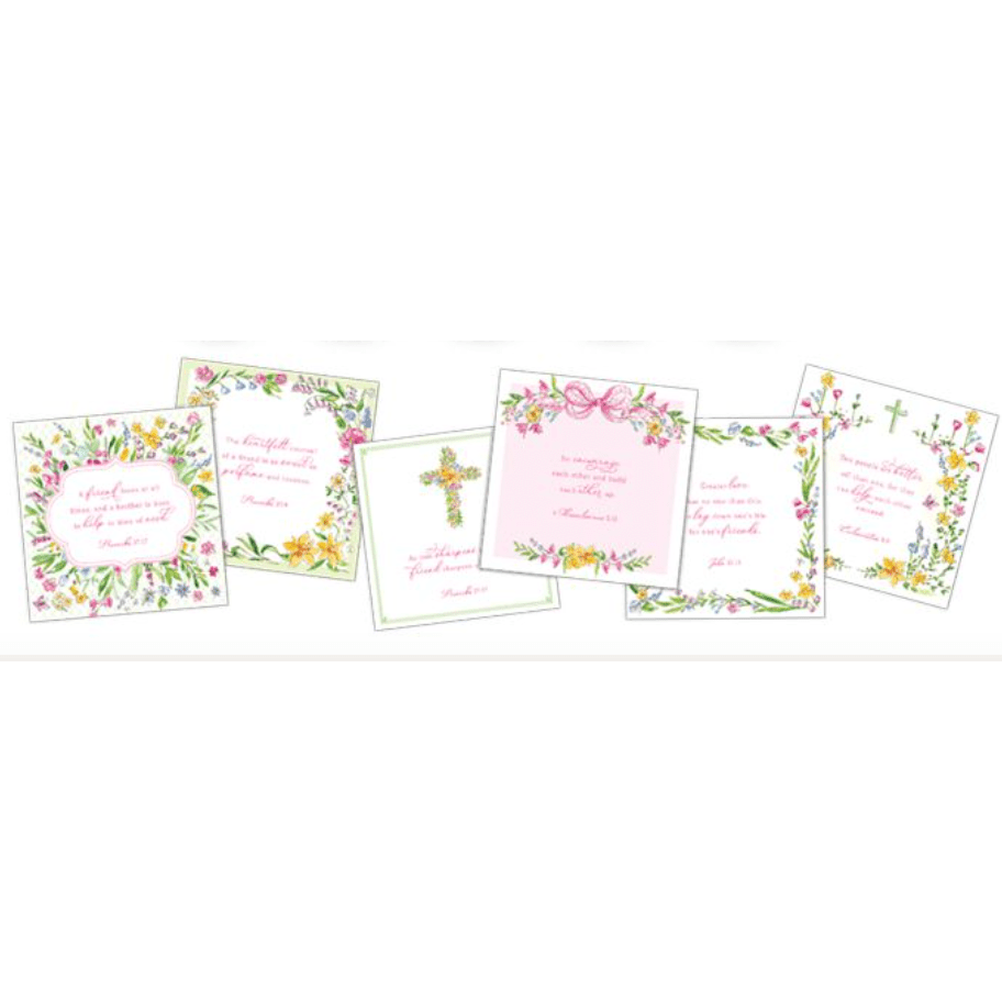 Acrylic Frame with Friendship Spring Flowers Scripture Cards - White Farmhouse Flowers
