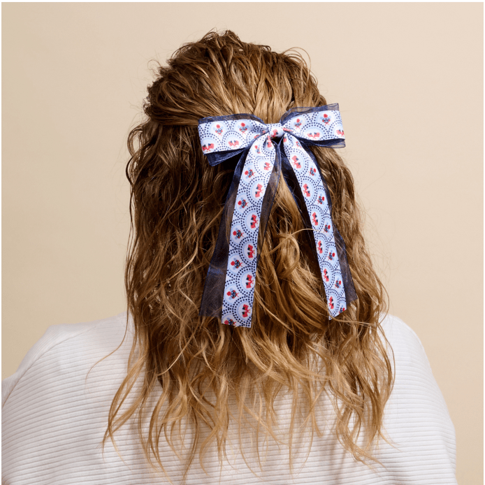 All American Lovely Layered Hair Bow - White Farmhouse Flowers