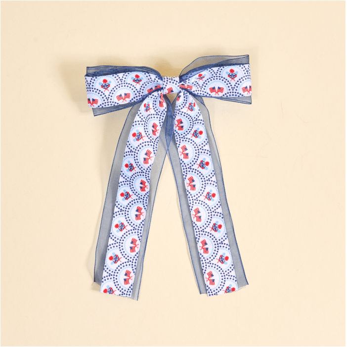 All American Lovely Layered Hair Bow - White Farmhouse Flowers