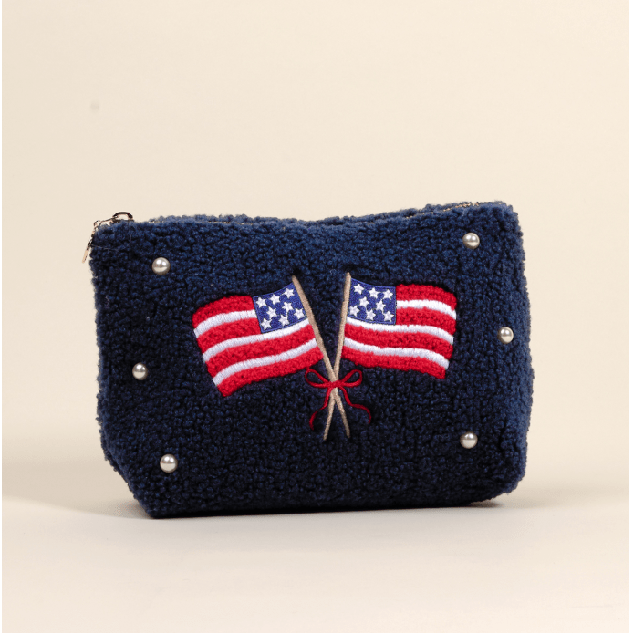 American Flags Teddy Pouch - White Farmhouse Flowers