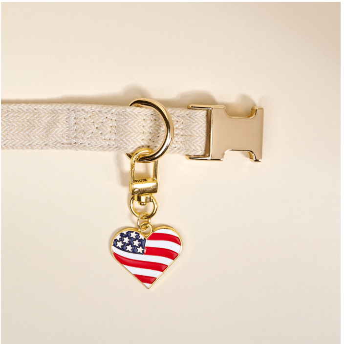 Americana Heart Pawfect Collar Charm - White Farmhouse Flowers