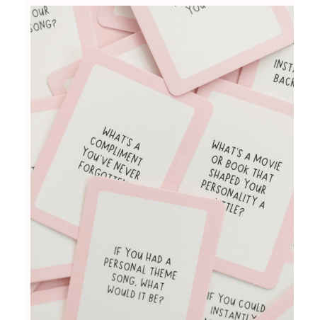 Ask Away Conversation Game - Deck of Cards + Storage Tin - White Farmhouse Flowers