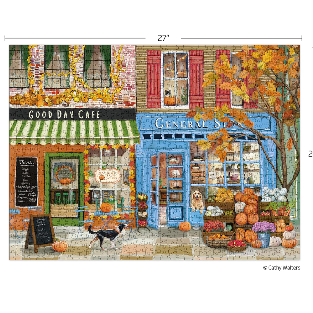 Autumn on Main 1,000 Piece Puzzle - White Farmhouse Flowers