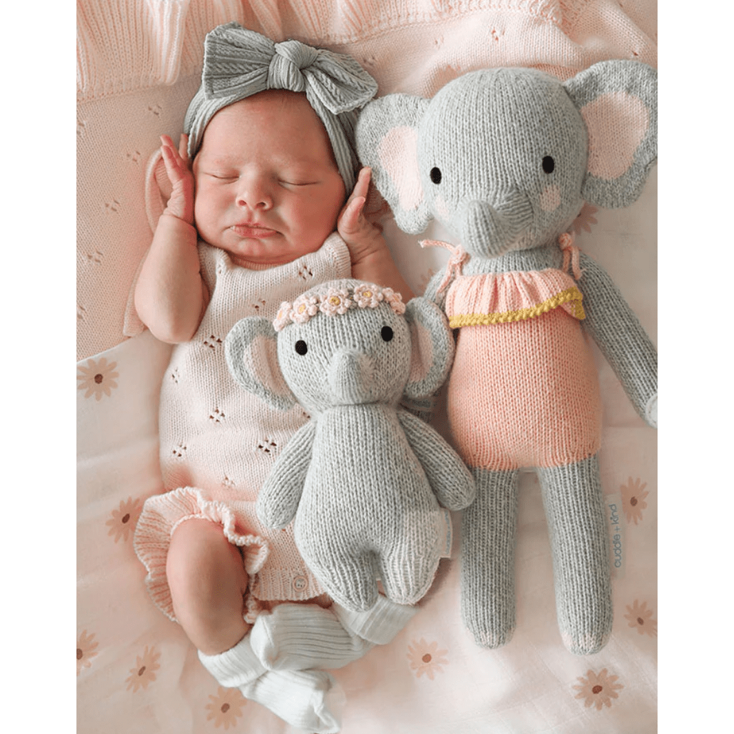 Baby elephant with Blush Flower Crown - White Farmhouse Flowers