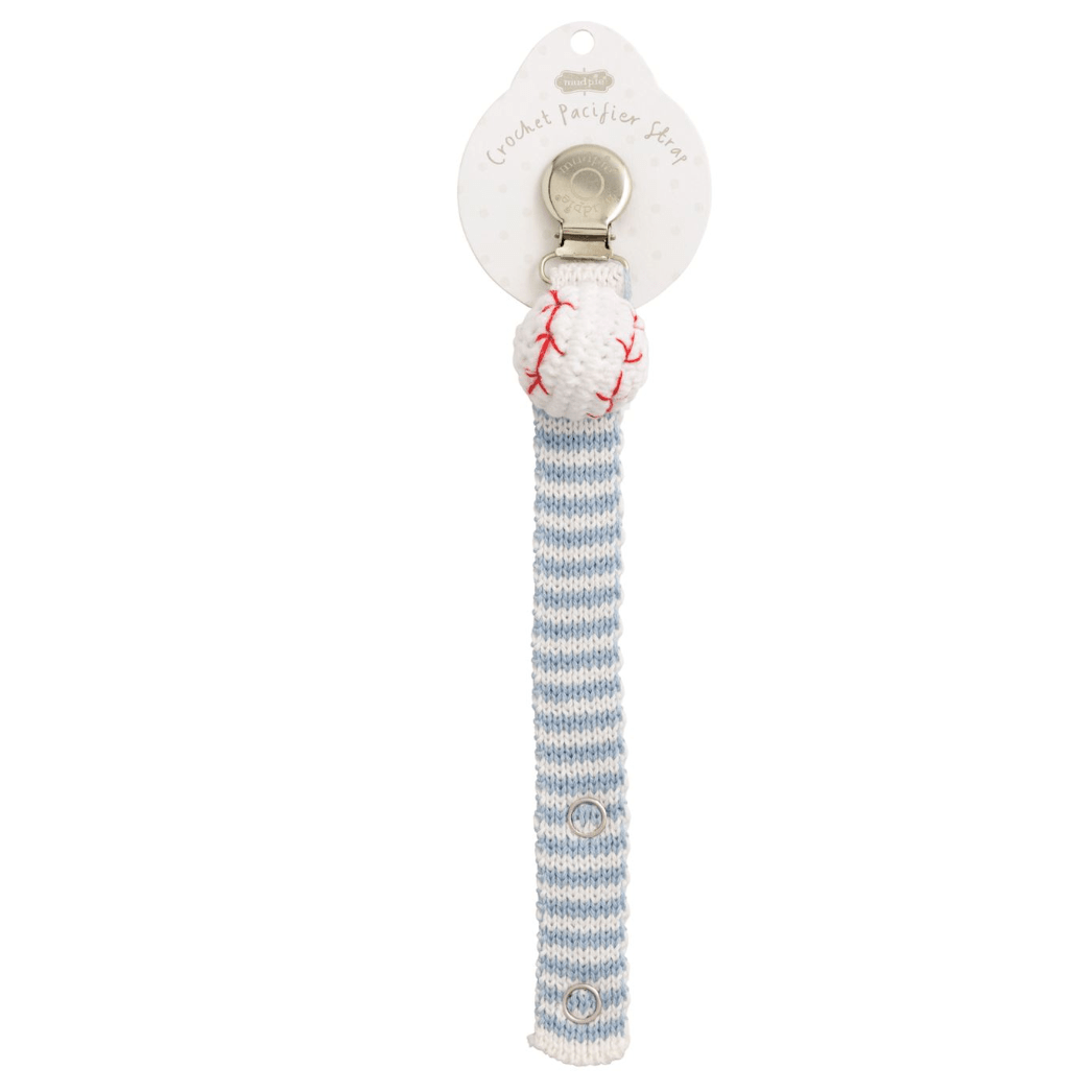 Baseball Crochet Pacifier Strap - White Farmhouse Flowers