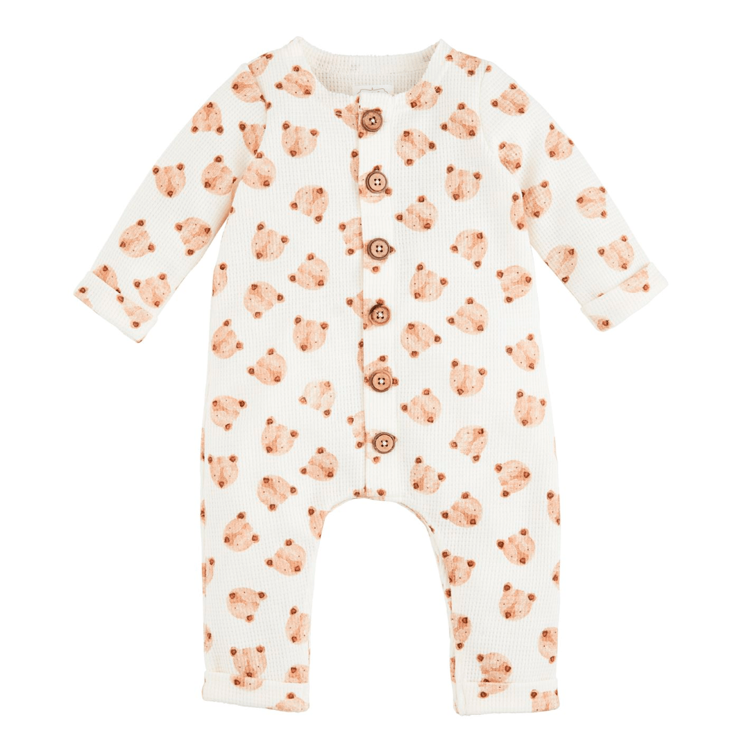 Bear One - Piece Baby Onesie - White Farmhouse Flowers